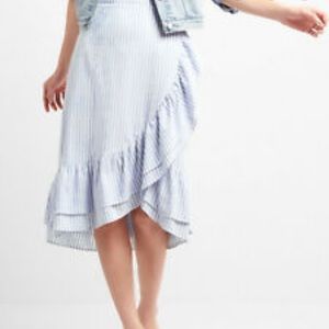High waist stripe ruffle skirt